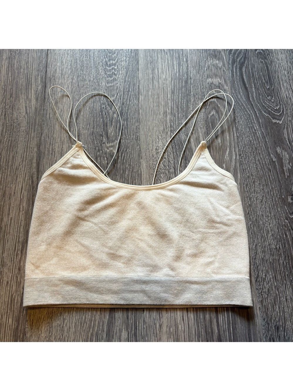Urban Outfitters Cream Ribbed Bralette Size S